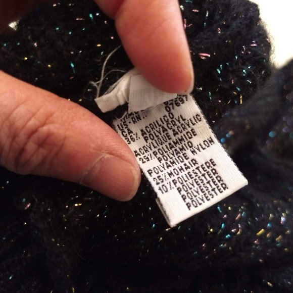 vintage 80s Benetton metallic chunky cable knit sweater dress NWOT - Picture 8 of 15